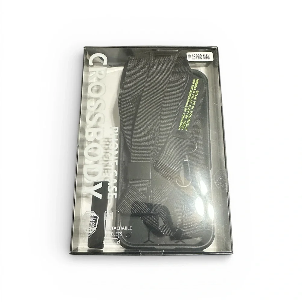 iPhone 16 Pro Max Crossbody Strap Phone Case Black Detachable Strap